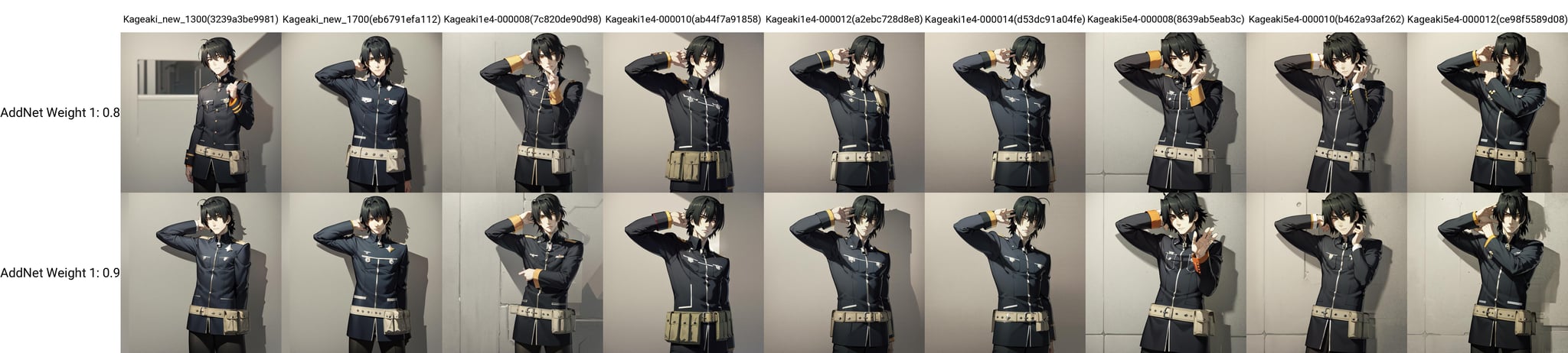 solo, 1boy, Minato Kageaki, brown eyes, black hair, uniform, belt pouch, looking at viewer