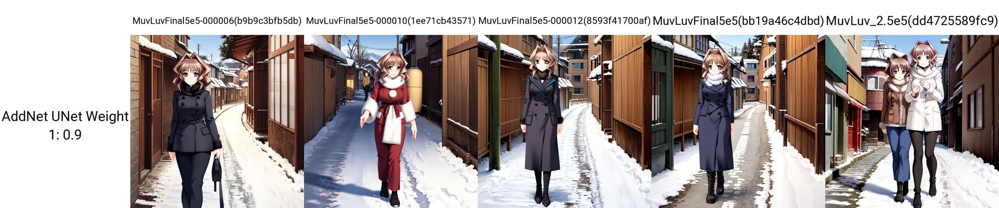 solo, Jinguuji Marimo, brown hair, brown eyes, winter clothes, walking through town, winter, snow