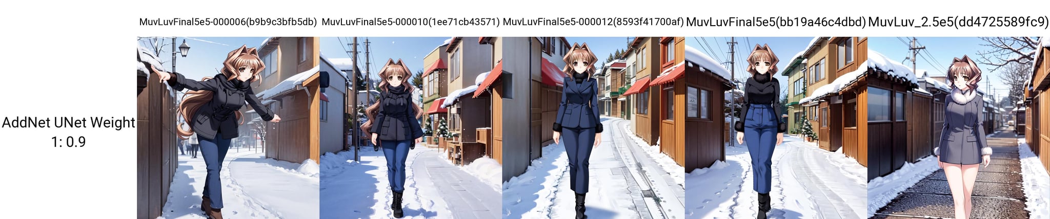 solo, Jinguuji Marimo, brown hair, brown eyes, winter clothes, walking through town, winter, snow