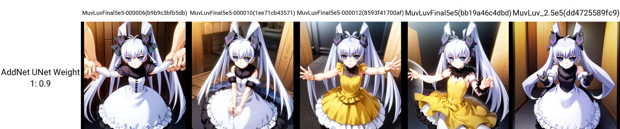 solo, Yashiro Kasumi, fake animal ears, white hair, twintails, blue eyes, yellow dress, (party:1.1)