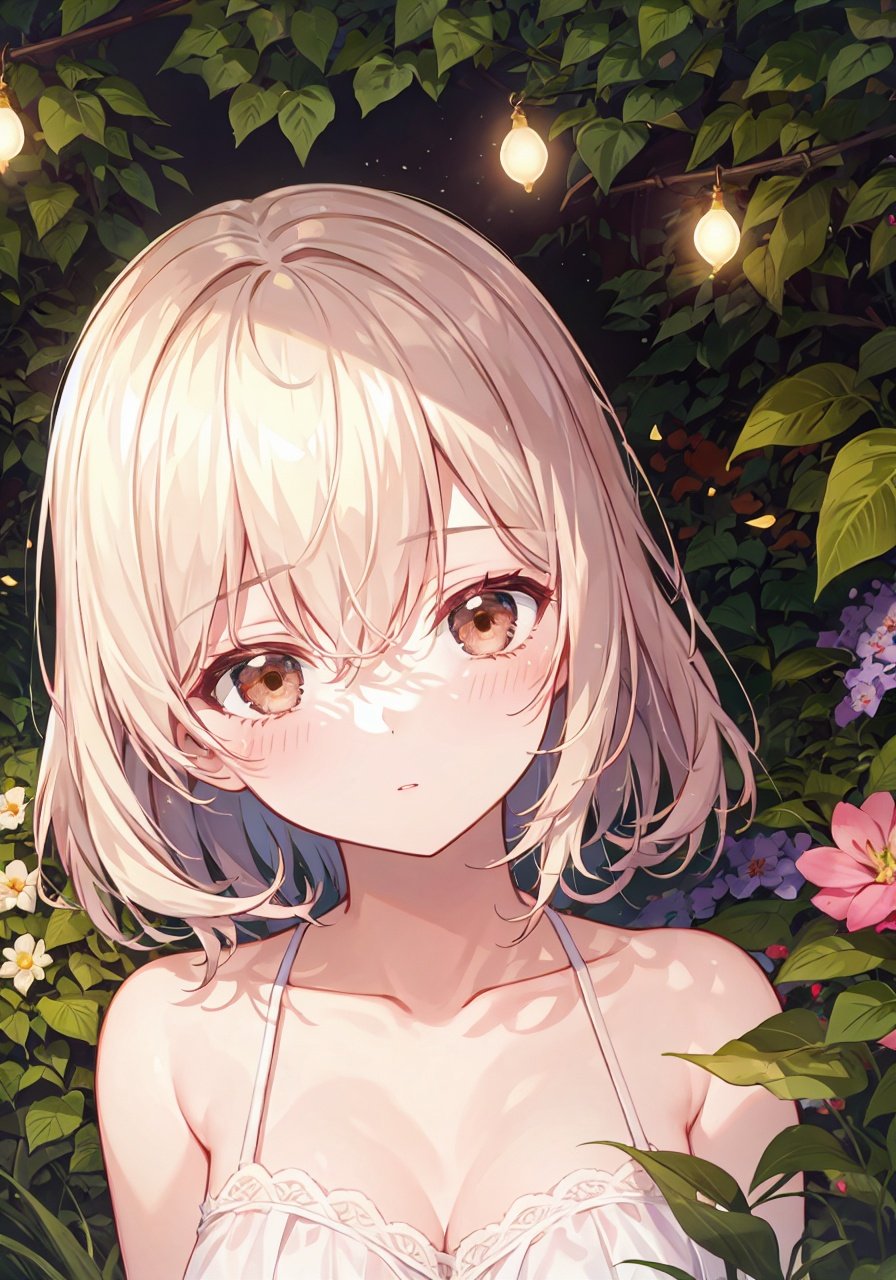 (detailed light), (an extremely delicate and beautiful), volume light, best shadow, flash, Depth of field, dynamic angle, Oily skin, 1 girl, upper body, Garden background <lora:aki-000008:0.8>