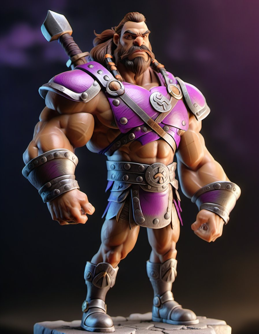 a barbarian warrior with armor standing, sharp focus, macro, micro, Fawn Purple ambient, sub surface scattering, glow <lora:STYLIZARD_v1:1.2>