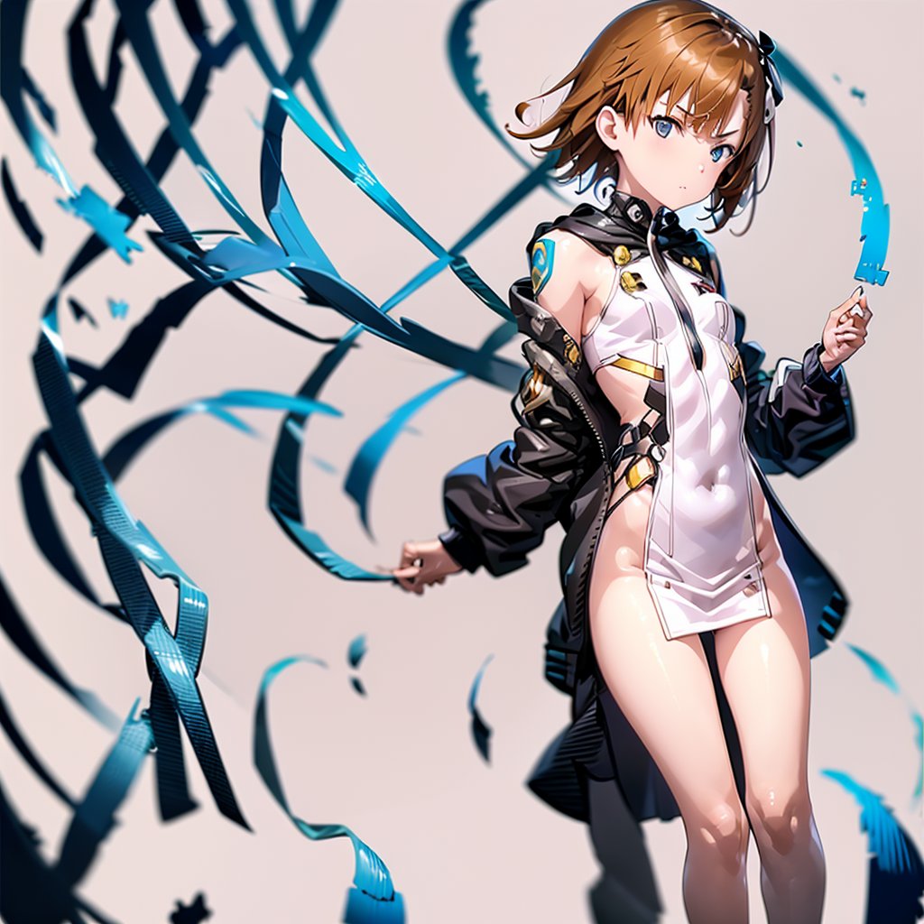 1girl, white_background, Mikoto Misaka \(A Certain Magical Index Series\)