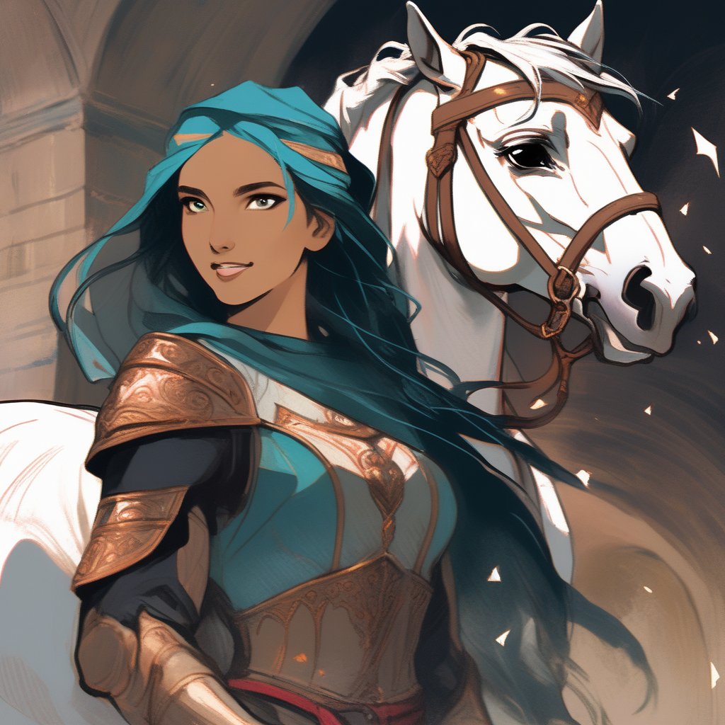 portrait art style, sketch, fantasy, magic fight, horse  , (masterpiece,best quality)