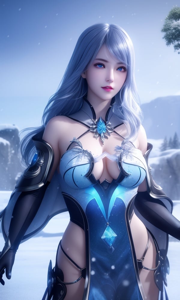 (,1girl, ,best quality, )<lora:DA_水冰儿-斗罗大陆:0.7>,, ,masterpiece, fantasy, realistic,science fiction,mole, ultra realistic 8k cg, ,tamari \(flawless\),  medium breasts  ,outdoors,  (()), (), ,, snow, snowing,ice wings:1.5,