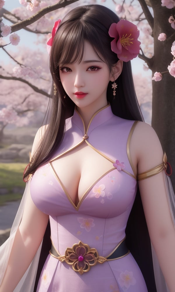 (,1girl, ,best quality, )<lora:DA_慕雨墨-面具-暗河传:0.6>,, ,masterpiece, fantasy, realistic,science fiction,mole, ultra realistic 8k cg, ,tamari \(flawless\),  medium breasts  ,plum blossoms, strawberry blossoms      (()), (),