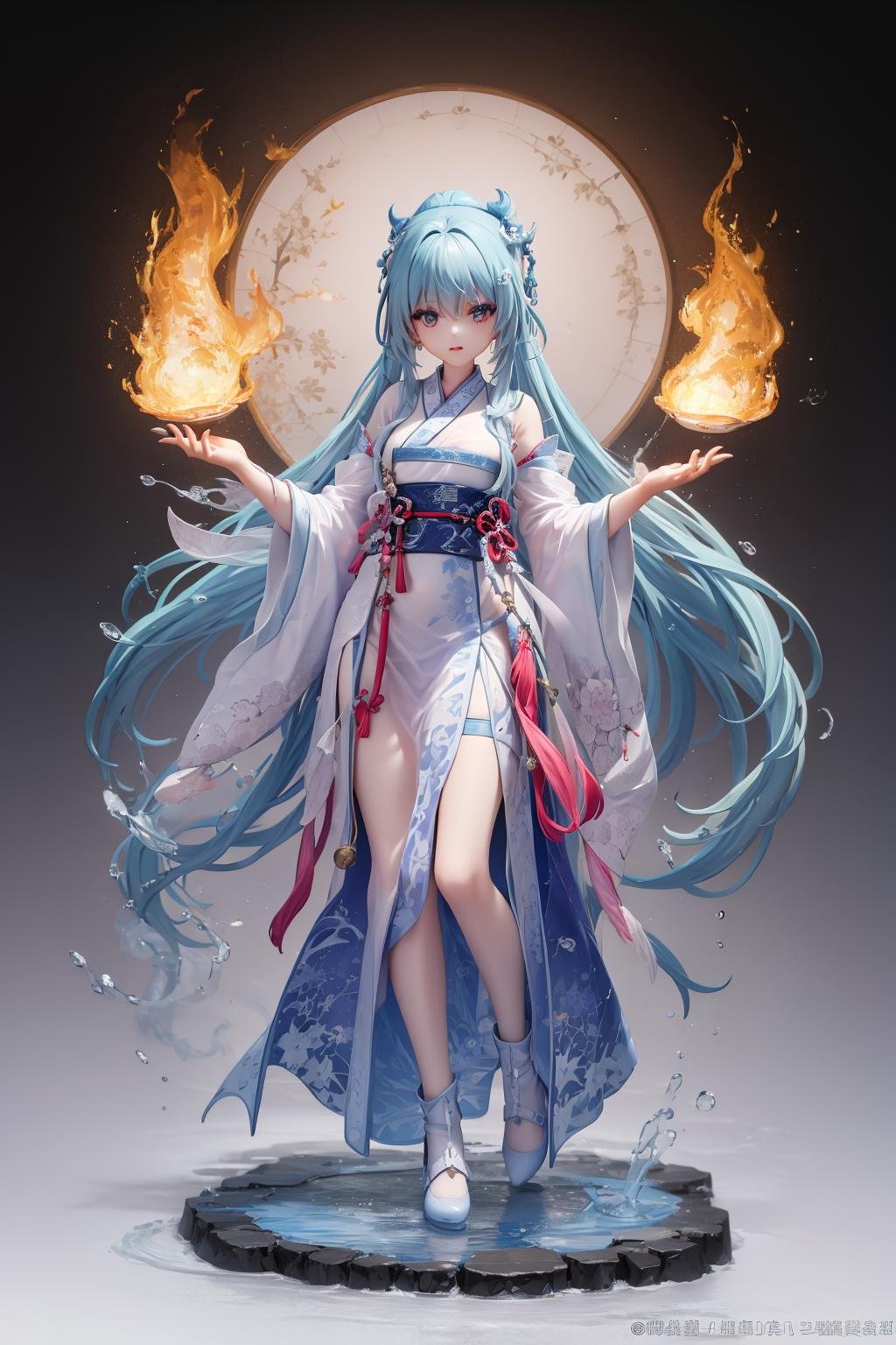 <lora:outfit hanfu-000008:1> ,hanfu,1girl,very long hair,fire, ice, 