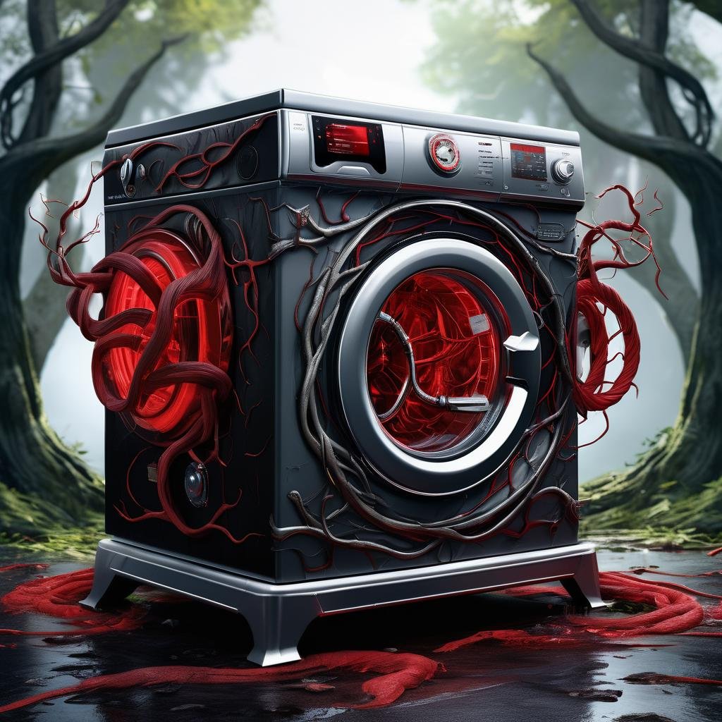 ((best quality)), ((masterpiece)), ((realistic,digital art)), (hyper detailed),DonMD3m0nV31nsXL,bio organic demonic veins, Washing Machine, Balance Wheels,Sockets,Barcodes, Braided, Hard, , <lora:DonMD3m0nV31nsXL_v1.1-000009:0.85>