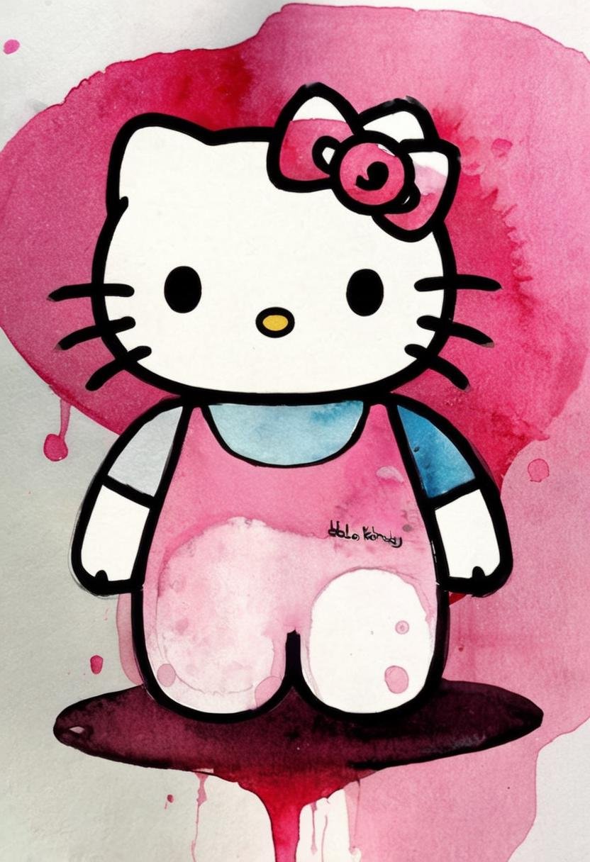 <lora:aether_liquink_231018_SDXL_LoRA_1e-6_128_dim_70_epochs:1> hello kitty in watercolor and ink