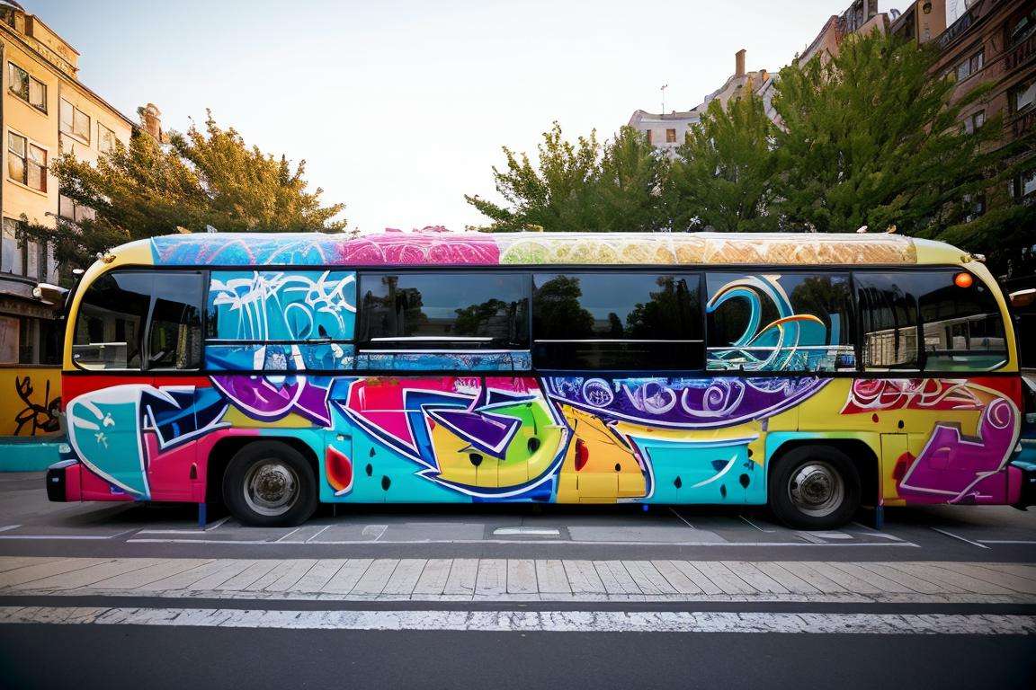 Street photography photo of a graffiti mural, outside, outdoors, side of a bus, side of a car, large, huge, ornate, outdoor lighting, best quality, (8k, ultra-detailed)  <lora:graffiti:0.75>