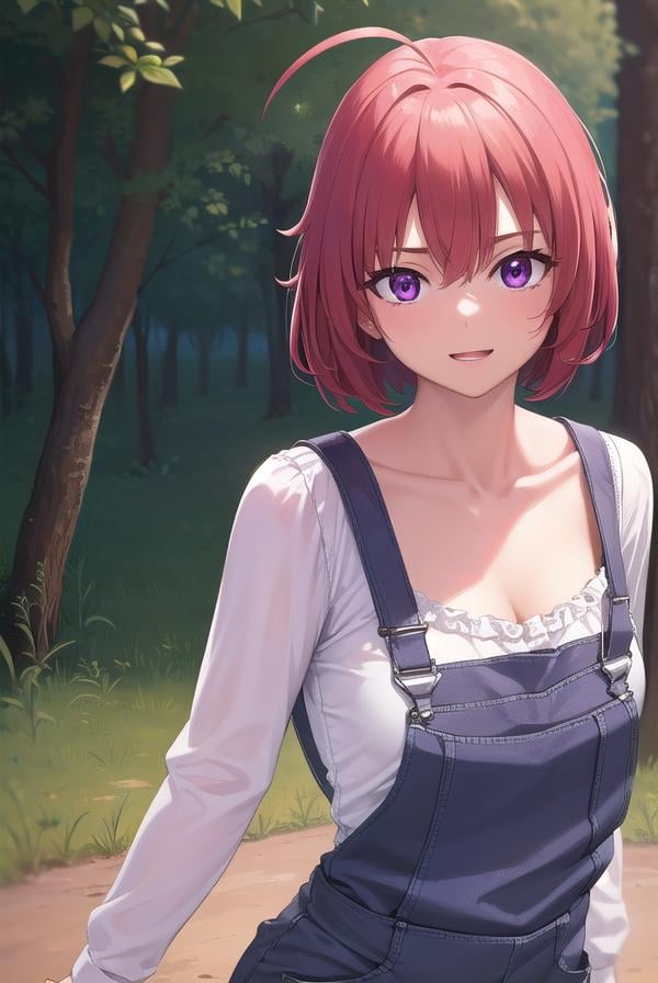 cowgirl, <lora:cowgirl-lora-nochekaiser:1>, cow girl, ahoge, red hair, (purple eyes:1.1), short hair, <lora:talkmouth_E_v100:1>, open mouth,BREAK cleavage, collarbone, frills, long sleeves, overalls, suspenders,,BREAK looking at viewer, (full body:1.5), (upper body:1.5), cowboy shot,BREAK outdoors, farm,BREAK <lyco:GoodHands-beta2:1>, (masterpiece:1.2), best quality, high resolution, unity 8k wallpaper, (illustration:0.8), (beautiful detailed eyes:1.6), extremely detailed face, perfect lighting, extremely detailed CG, (perfect hands, perfect anatomy),