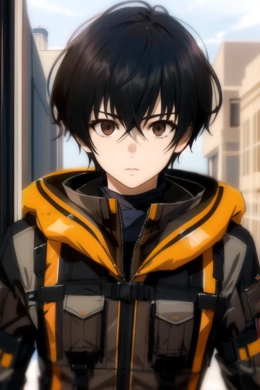 masterpiece, best quality, sketch, 1boy, solo, male focus, looking at viewer, , depth of field, , realistic, <lora:keitarou_gentouga:0.70>, keitarou_gentouga, black hair, brown eyes, , , hard science fiction, HDR