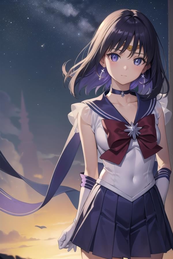 sailorsaturn, <lyco:sailorsaturn-lyco-nochekaiser:1>,sailor saturn, (purple eyes:1.1), short hair, purple hair, circlet,BREAK brooch, choker, earrings, gloves, jewelry, magical girl, miniskirt, purple sailor collar, sailor collar, sailor senshi uniform, skirt, star choker, white gloves,BREAK outdoors, night, sky, star \(sky\), moon,BREAK looking at viewer, (cowboy shot:1.5),BREAK <lyco:GoodHands-beta2:1>, (masterpiece:1.2), best quality, high resolution, unity 8k wallpaper, (illustration:0.8), (beautiful detailed eyes:1.6), extremely detailed face, perfect lighting, extremely detailed CG, (perfect hands, perfect anatomy),