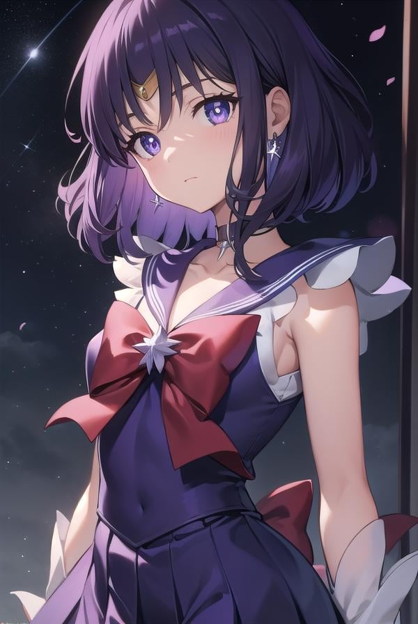 sailorsaturn, <lyco:sailorsaturn-lyco-nochekaiser:1>,sailor saturn, (purple eyes:1.1), short hair, purple hair, circlet,BREAK brooch, choker, earrings, gloves, jewelry, magical girl, miniskirt, purple sailor collar, sailor collar, sailor senshi uniform, skirt, star choker, white gloves,BREAK outdoors, night, sky, star \(sky\), moon,BREAK looking at viewer, (cowboy shot:1.5),BREAK <lyco:GoodHands-beta2:1>, (masterpiece:1.2), best quality, high resolution, unity 8k wallpaper, (illustration:0.8), (beautiful detailed eyes:1.6), extremely detailed face, perfect lighting, extremely detailed CG, (perfect hands, perfect anatomy),