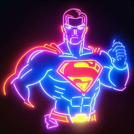 Superman,neon light,neon sign,neon,LED masterpiece, high resolution, octance 4k, high detail  <lora:nihongdeng (1):1>, masterpiece,best,quality