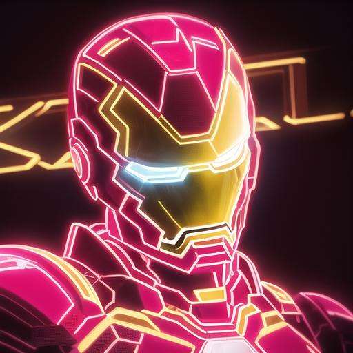 Iron Man,neon light,neon sign,neon,LED masterpiece, high resolution, octance 4k, high detail  <lora:nihongdeng (1):1>, masterpiece,best,quality