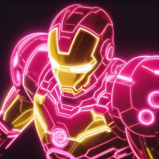 Iron Man,neon light,neon sign,neon,LED masterpiece, high resolution, octance 4k, high detail  <lora:nihongdeng (1):1>, masterpiece,best,quality