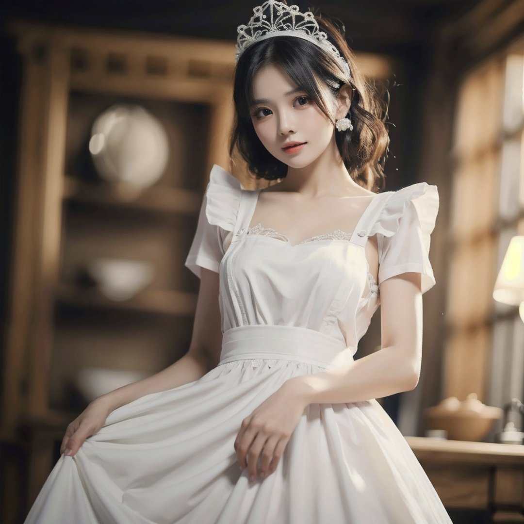 finely detail, Depth of field, (((masterpiece))), ((extremely detailed CG unity 8k wallpaper)), best quality, high resolution illustration, Amazing, intricate detail, (best illumination, best shadow, an extremely delicate and beautiful),

1girl, maid, solo, black hair, blurry, apron, dress, maid headdress, maid apron, looking at viewer, blurry background