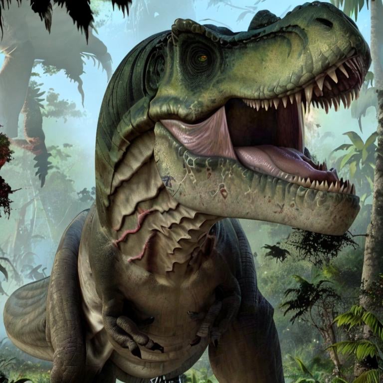 <lora:Trex_Dinosaur_Dim32_Anime:1>, Trex_Dinosaur, therapod, Jurassic jungle, 