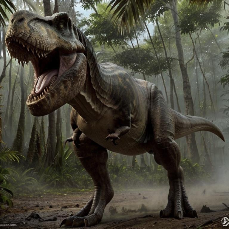 masterpiece, best quality,  <lora:Trex_Dinosaur_Dim32_Anime:0.8>, Trex_Dinosaur, therapod, Jurassic jungle, 