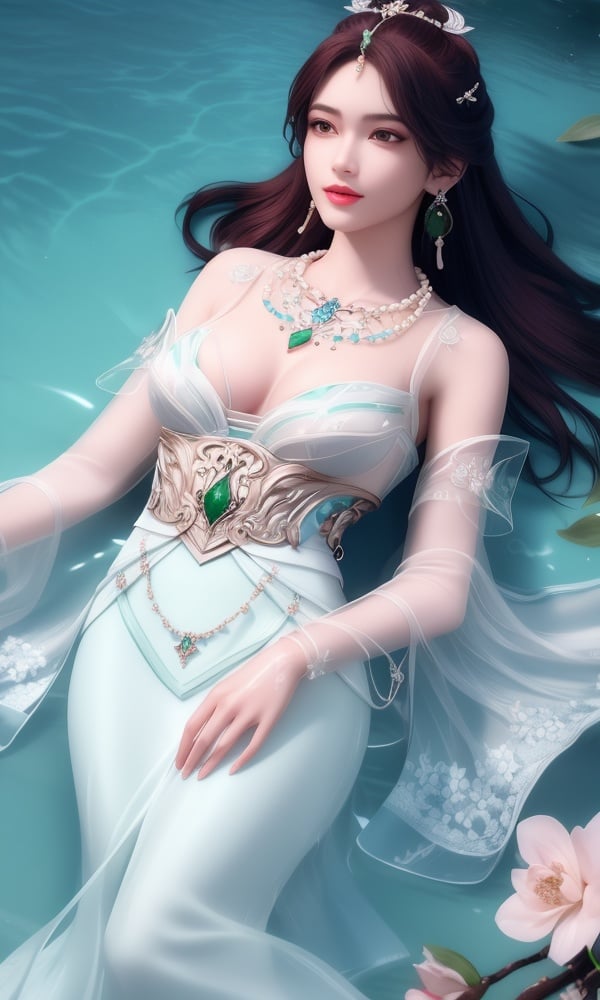 (,1girl, ,best quality, )<lora:DA_叶倾仙-完美世界:0.7>,, ,masterpiece, ((((1girl, solo, medium breasts, ,solo focus, lying on water, )))) (()), (), ,ultra realistic 8k cg, flawless, clean, masterpiece, professional artwork, famous artwork, cinematic lighting, cinematic bloom, perfect face, beautiful face, fantasy, dreamlike, unreal, science fiction, luxury, jewelry, diamond, gold, pearl, gem, sapphire, ruby, emerald, intricate detail, delicate pattern, charming, alluring, seductive, erotic, enchanting, hair ornament, necklace, earrings, bracelet, armlet,halo,