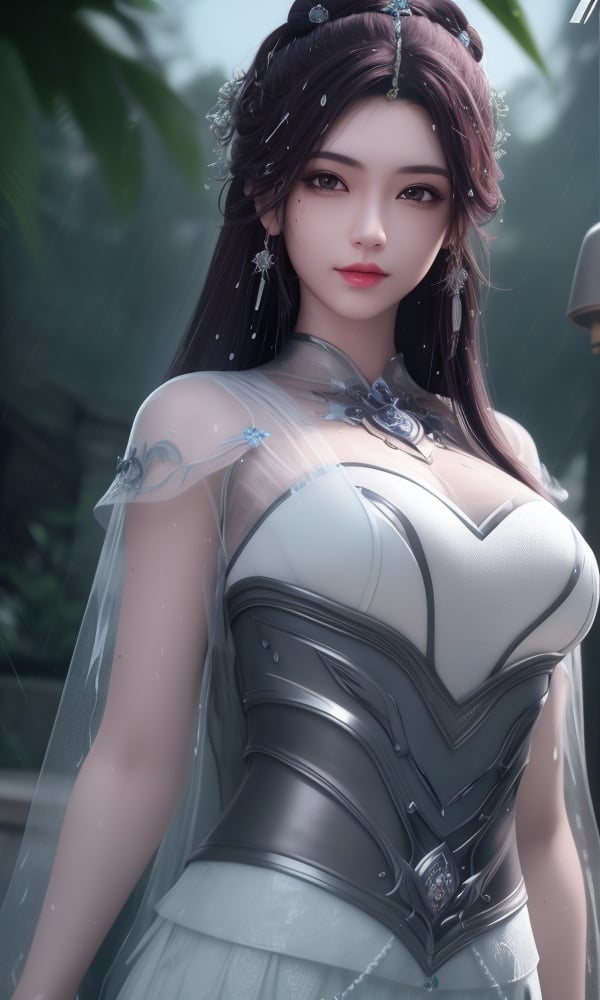 (,1girl, ,best quality, )<lora:DA_叶倾仙-完美世界:0.7>,, ,masterpiece, fantasy, realistic,science fiction,mole, ultra realistic 8k cg, ,tamari \(flawless\),  medium breasts  ,magic,hydrokinesis,sweat, wet, rain, ,       (()), (),