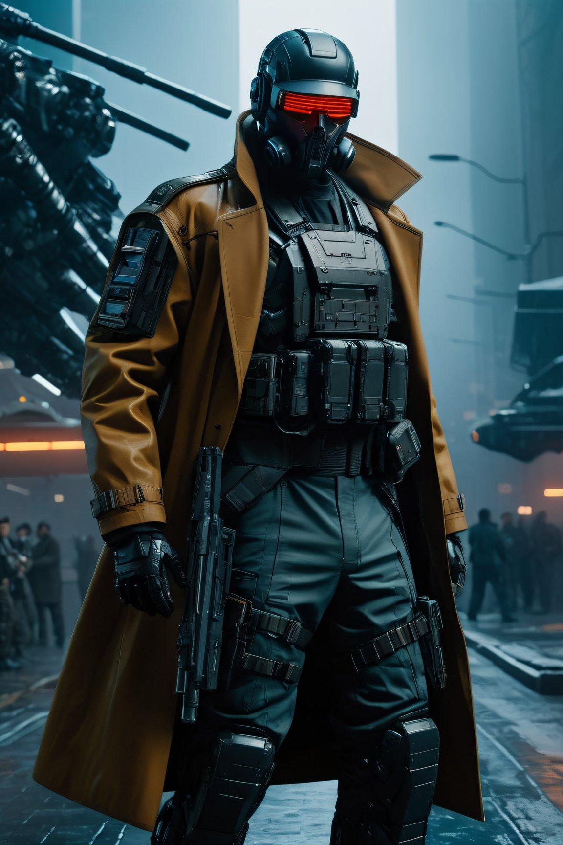 Visualize a cyber warrior in a futuristic world, dressed in a sleek random colored trench coat and armed with an advanced, high-tech gun. The world around them is a cybernetic landscape, reminiscent of the old Blade Runner comics—a fusion of technology and urban decay. The warrior's attire exudes an air of enigmatic sophistication, while their posture and surroundings reveal the tension and conflict of a dystopian future. Capture the essence of this high-tech battleground, where the clash of cyber warfare meets the grit of a futuristic metropolis, drawing inspiration from the evocative visuals of the Blade Runner comics, all through the eyes of this formidable, trench-coated warrior

((Picture prefect, Nikon D850 Nikon AF-S NIKKOR 24-70mm f/2.8E ED VR, perfect Roman architecture)), (Cutting-Edge 8K Octane Realism, Precision and Realism Unleashed, Meticulous Realism in Every Detail, Hyperrealism Taken to the Next Level, The Pinnacle of Realistic Fine Points, Unmatched 8K Realistic Clarity, Crafted with Realism in Cinema 4D, Exemplary Realism on Behance HD, Realism Brought to Life with Unreal Engine 5, Realism Rendered in Blender's Mastery, A Portal to Realistic Sci-Fi, Future Realism at Its Best, Realism That's Turning Heads on Artstation, An Epic Realism Depiction, Immersive Realistic Cinematic Backdrop, Captivating Realistic Drama, An Atmosphere of Scientific Realism, A Realism Masterpiece Beyond Compare, Uncompromising Excellence in Realism,Movie Still