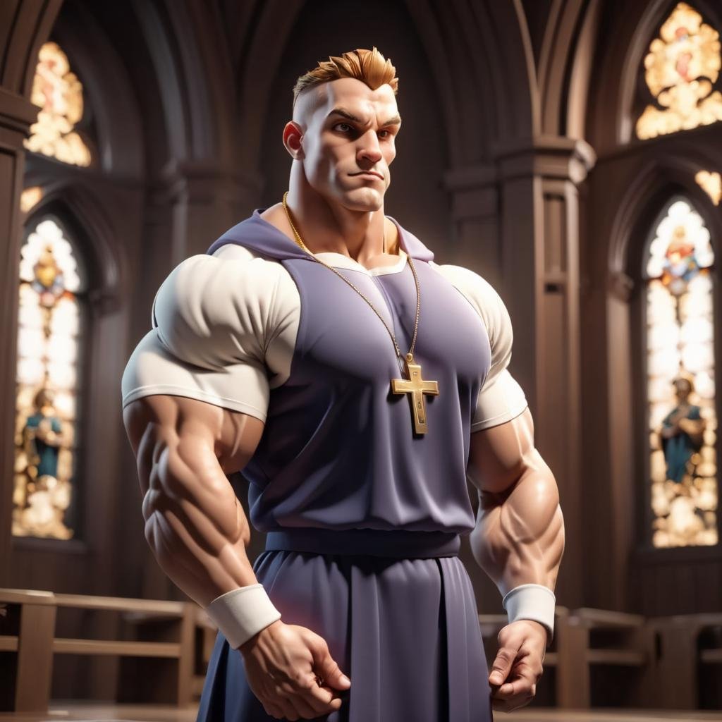 3D Render Style, 3DRenderAF, A bodybuilder priest, portrait,,<lora:3DRenderConfig4:1>