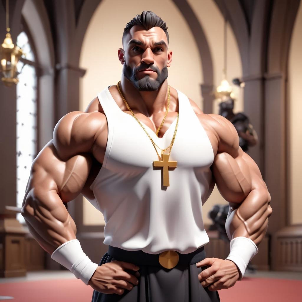 3D Render Style, 3DRenderAF, A bodybuilder priest, portrait,,<lora:3DRenderConfig4:1>