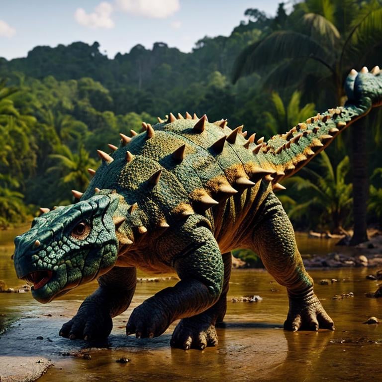 masterpiece, best quality,  <lora:Ankylosaurus_Dinosaur:1>, Ankylosaurus_Dinosaur,  Jurassic jungle,