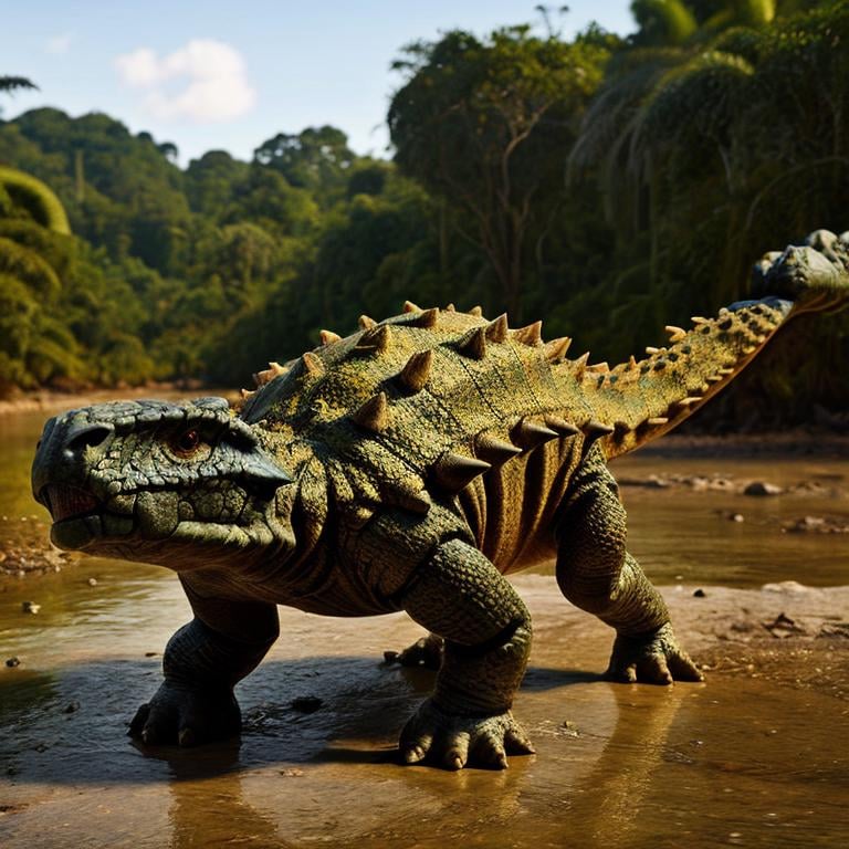 masterpiece, best quality,  <lora:Ankylosaurus_Dinosaur:1>, Ankylosaurus_Dinosaur,  Jurassic jungle,  