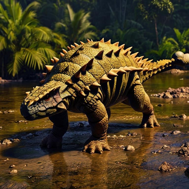 masterpiece, best quality,  <lora:Ankylosaurus_Dinosaur:1>, Ankylosaurus_Dinosaur,  Jurassic jungle,