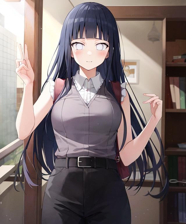 Best quality, absurdres, ultra-detailed,  <lora:HinataV3-1:1>, hyuuga hinata, Hinata-Sleeveless-Outfit,