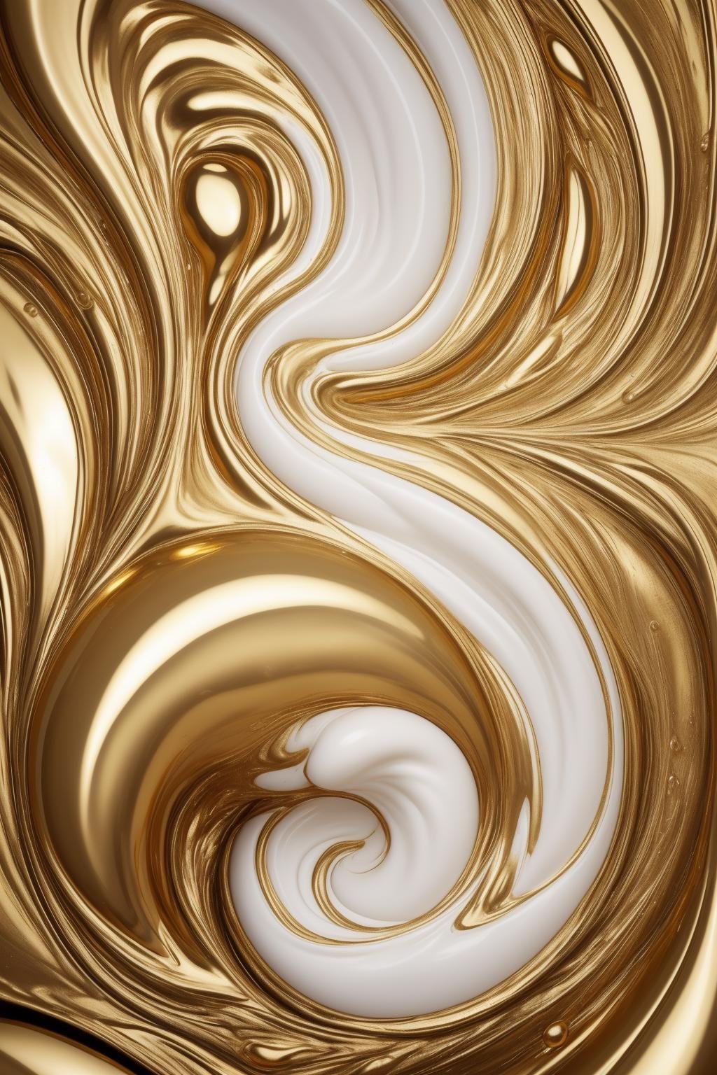 (masterpiece, best quality, official art, beautiful and aesthetic),extreme close up shot,1girl is covered by white and gold liquid,both hands on breasts,naked body,cleavage,looks at viewer,small breasts covered by white and gold thick liquid,floating blond long (wet hair),milk_white,milk like drops,precise body structure,Gradient white fluid,organic feel,viscous,shiny gel body,swirl liquid,bubbles,<lora:whitegold-000006:0.6>,