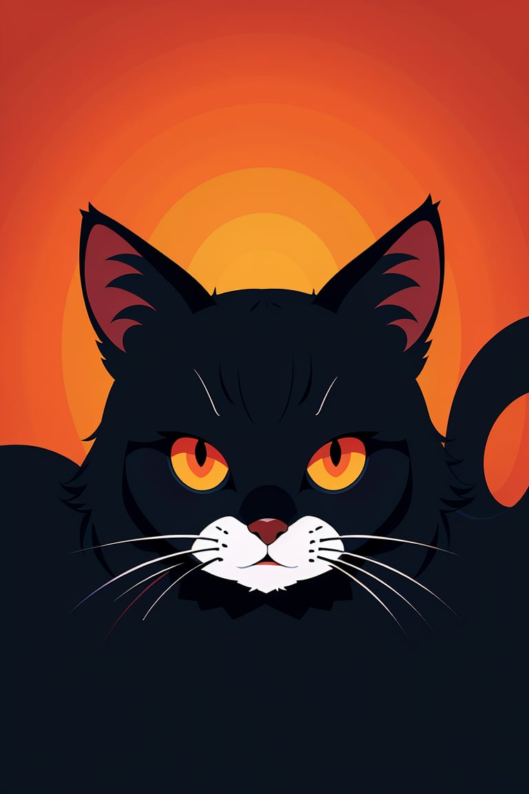 shadow flat vector art, masterpiece, best quality, cat, portrait