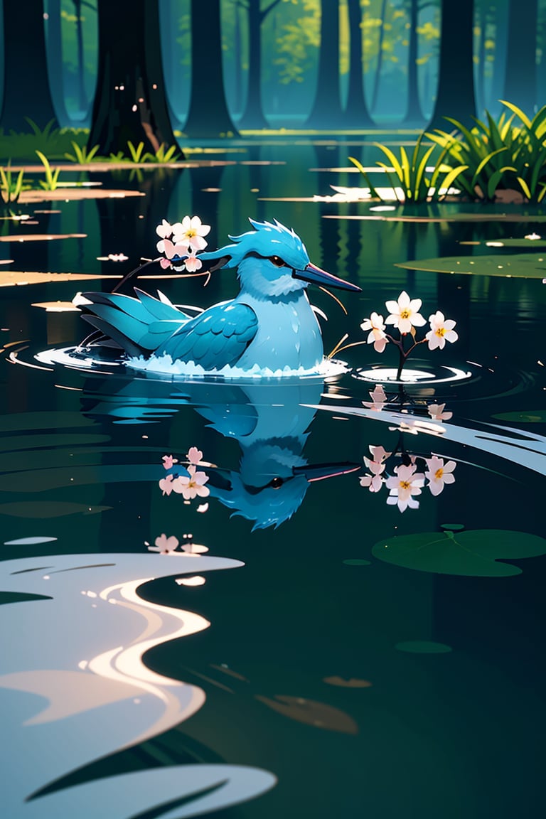 shadow flat vector art, superb kingfisher,white cherry flowers,budding branch,dark,dawn,chilly early morning,realistic photography,(best quality,4k,8k,highres,masterpiece:1.2),ultra-detailed,(realistic,photorealistic,photo-realistic:1.37),HDR,UHD,studio lighting,extreme detail description,professional,vivid colors,portraits,detail of feathers,glistening water reflection,subtle mist,peaceful ambiance,sharp focus,physically-based rendering,soft color palette,subdued lighting.