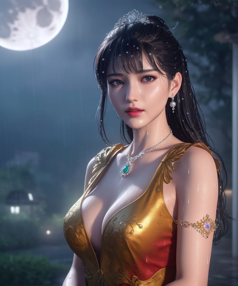 (,1girl, ,best quality, )<lora:DA_洛柔-冰火魔厨:0.7>,, ,ultra realistic 8k cg, flawless,  tamari \(flawless\), professional artwork, famous artwork, cinematic lighting, cinematic bloom, perfect face, beautiful face, fantasy, dreamlike, unreal, science fiction,  luxury, jewelry, diamond, pearl, gem, sapphire, ruby, emerald, intricate detail, delicate pattern, charming, alluring, seductive, erotic, enchanting, hair ornament, necklace, earrings, bracelet, armlet,halo,masterpiece, fantasy, realistic,science fiction,mole,  medium breasts,cherry blossoms,wet clothes,lace, lace trim,   lace-trimmed legwear,(((Best quality, masterpiece, ultra high res, (photorealistic:1.4), raw photo, 1girl, wet clothes, rain, sweat, ,wet, night, moon,  )))  (()), (),