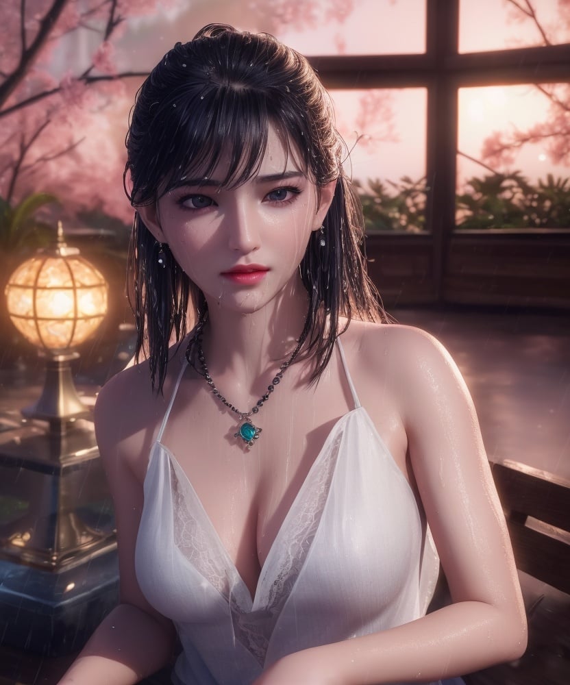 (,1girl, ,best quality, )<lora:DA_洛柔-冰火魔厨:0.8>,, ,ultra realistic 8k cg, flawless,  tamari \(flawless\), professional artwork, famous artwork, cinematic lighting, cinematic bloom, perfect face, beautiful face, fantasy, dreamlike, unreal, science fiction,  luxury, jewelry, diamond, pearl, gem, sapphire, ruby, emerald, intricate detail, delicate pattern, charming, alluring, seductive, erotic, enchanting, hair ornament, necklace, earrings, bracelet, armlet,halo,masterpiece, fantasy, realistic,science fiction,mole, ultra realistic 8k cg, ,tamari \(flawless\),  medium breasts,cherry blossoms,wet clothes,lace, lace trim,   lace-trimmed legwear,(((Best quality, masterpiece, ultra high res, (photorealistic:1.4), raw photo, 1girl, wet clothes, rain, sweat, ,wet, )))   (()), (),