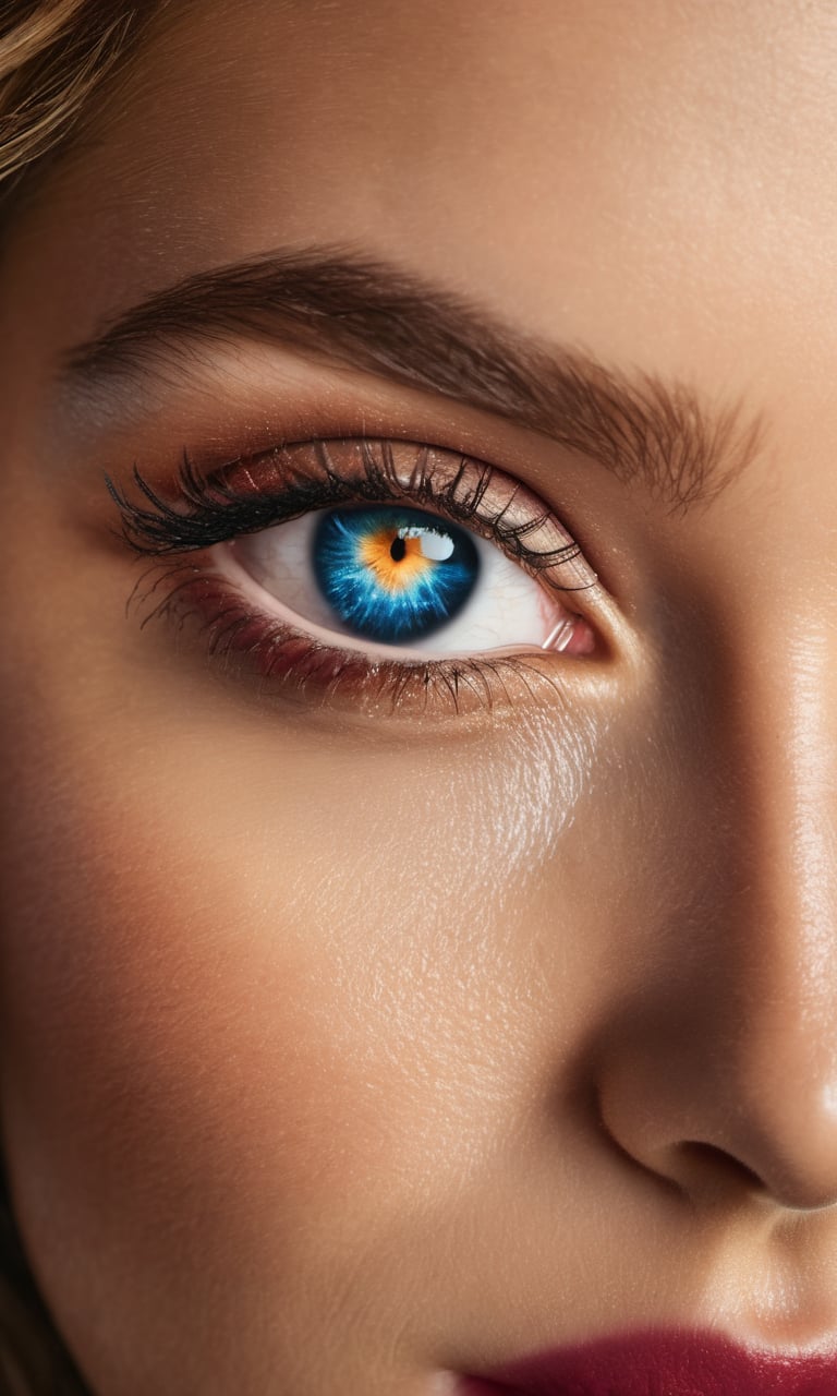 (best quality:1.2), a photorealistic close up on a woman's eye with the universe in her pupil,