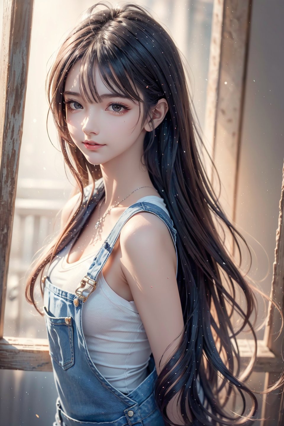 ((Stunning)), ((8K)), ((Breathtaking)), ((Astounding)), ((Captivating)), ((Spectacular)),
1girl, long hair, Levi's sleeveless overalls, cute face, brown hair, elegan pose,
water color painting, Wash painting, Transparent painting, Aquarelle painting, rim light, Contour light, Outline light, Backlighting, Magnification, Long focal length lens, Compressed perspective