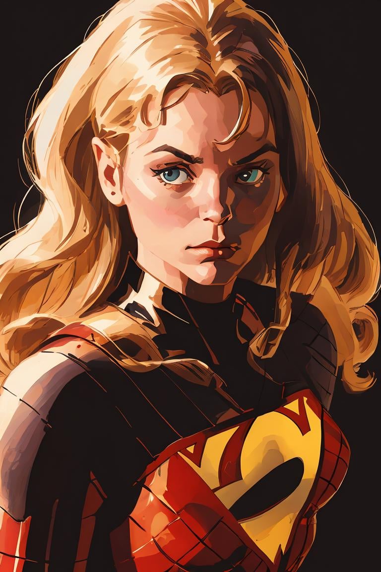 masterpiece, best quality, high quality, highres,1 girl solo, black curly long hair,   superhero suit,  upper body, young, skinny, flat chestretro artstyle,simple background, realistic, superhero,<lora:ARTSTYLE_AlexRoss_ComicArt_ownwaifu:0.8> , ((portrait)), straight-on, looking_at_viewer, solo,closed mouth,simple_background,  <lora:Paint_style-000007:.8> 