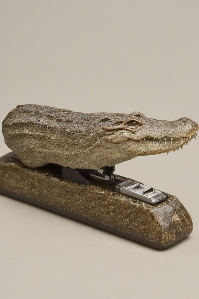 stapler mixed with crocodile,  stapling papers,<lora:EMS-83178-EMS:1.000000>