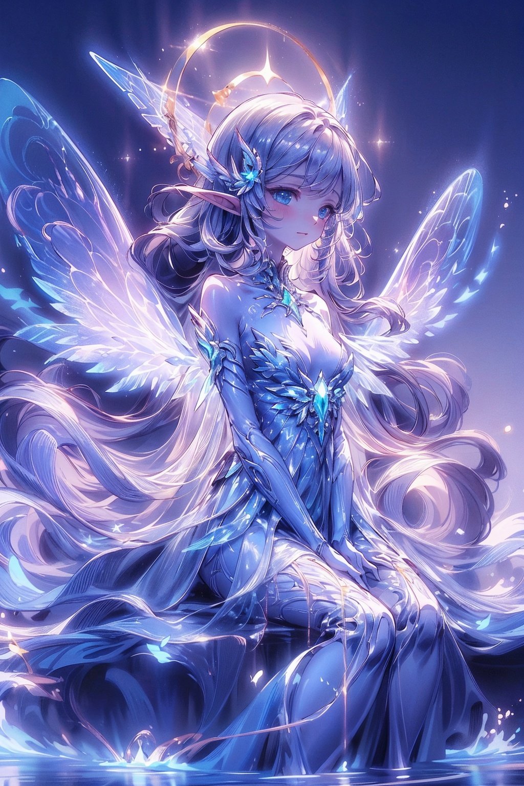  Best quality,8k,cg,
a woman in a blue dress sitting on a black surface, glowing angelic being, ethereal wings, teal ethereal tendril wings, ethereal!!!!!!!, ethereal!!!, beautiful angel, ethereal angelic being of light, of an beautiful angel girl, ethereal anime, ethereal fantasy, ethereal beauty, ethereal aura, astral fairy, angel spirit guide, elven angel meditating in space