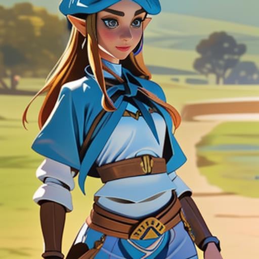 <lora:Gauchosv1-05:1>, 1girl, gaucho clothes, loose trousers, belt, hat, princess zelda