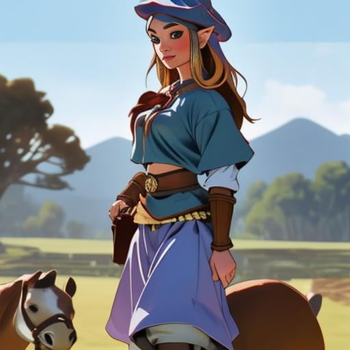 <lora:Gauchosv1-05:1>, 1girl, gaucho clothes, loose trousers, belt, hat, princess zelda