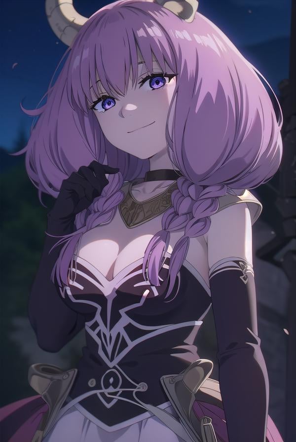 aura the guillotine, <lora:aura the guillotine s1-lora-nochekaiser:1>,aura the guillotine, long hair, (purple eyes:1.1), purple hair, braid, horns, twin braids, smile,skirt, thighhighs, gloves, choker, black gloves, elbow gloves, magical girl,BREAK outdoors, park, sun, sky, cloud,BREAK looking at viewer,BREAK <lyco:GoodHands-beta2:1>, (masterpiece:1.2), best quality, high resolution, unity 8k wallpaper, (illustration:0.8), (beautiful detailed eyes:1.6), extremely detailed face, perfect lighting, extremely detailed CG, (perfect hands, perfect anatomy),