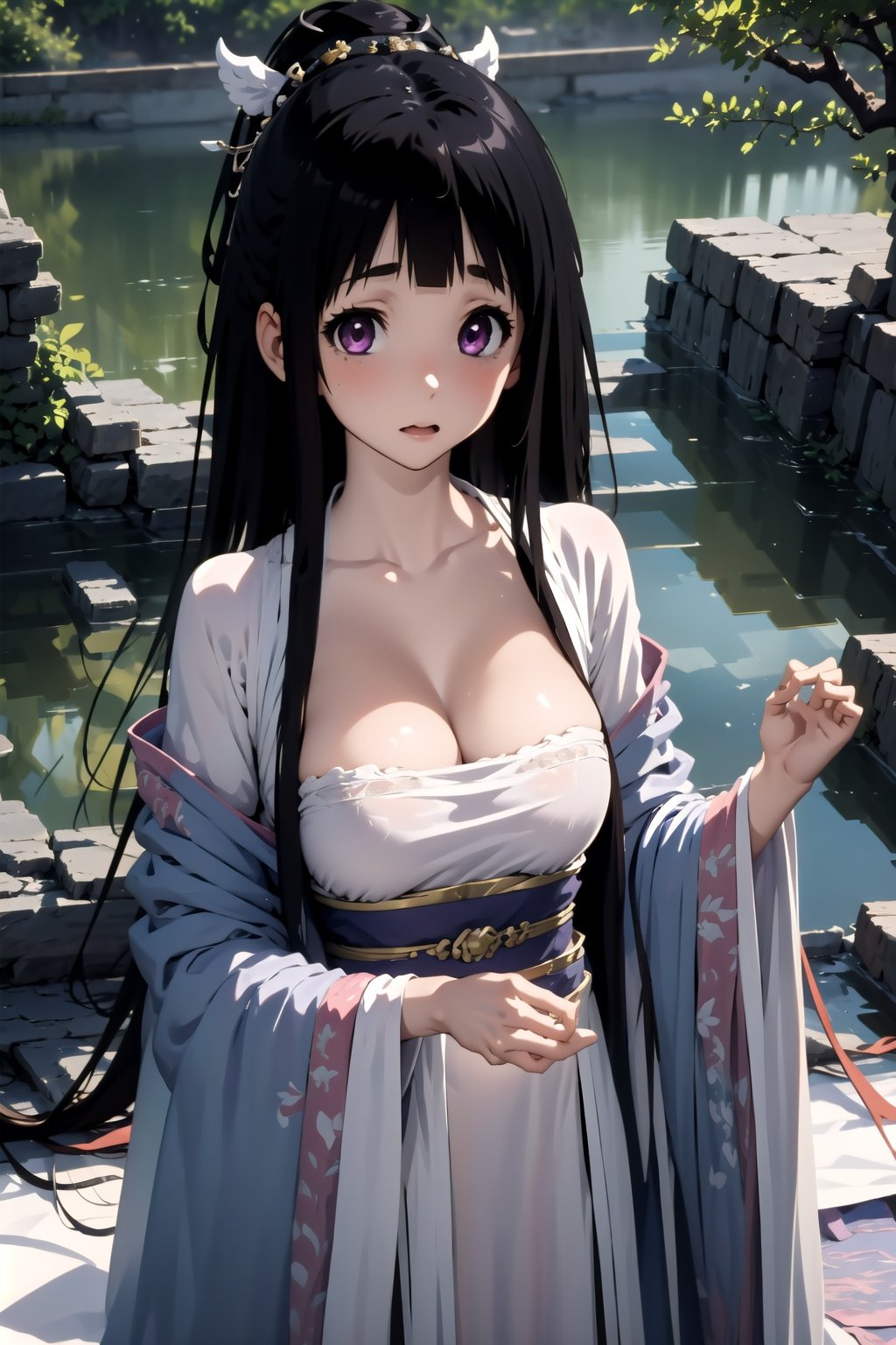 masterpiece,best quality,extremely detailed 8K wallpaper,1girl,chitanda eru,purple eyes,pov,looking at viewer,<lora:汉服chang4>,chang,