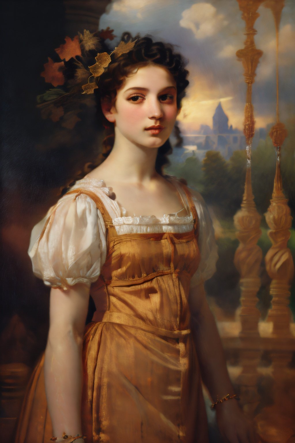  Raphael,a beautiful girl, perfect face, full body, victorian era, noble dress, complicated decoration,
spelling, talking, smiling, arms behind back, soft rim light, beautiful detailed sky, Adonna Khare, masterpiece, ultra high res, high quality, 4k, (photorealistic:1.2), photo,
,Renaissance