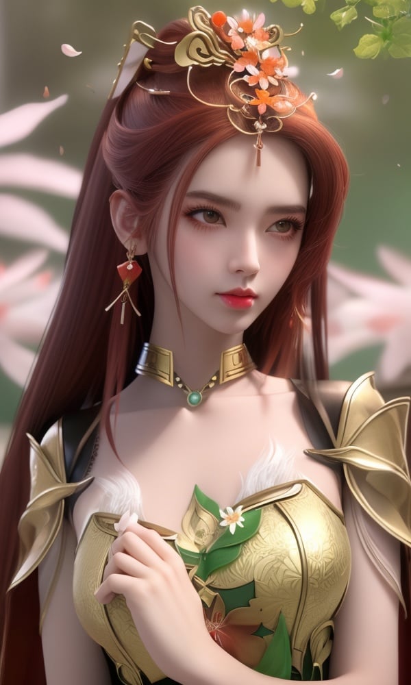 (,1girl, ,best quality, )<lora:DA_曼珠沙华-完美世界:0.8>,, ,masterpiece, fantasy, realistic,science fiction,mole, ultra realistic 8k cg, ,tamari \(flawless\),  medium breasts  ,orange blossoms, spider lily, lily \(flower\),cherry blossoms,plum blossoms, strawberry blossoms      (()), (),