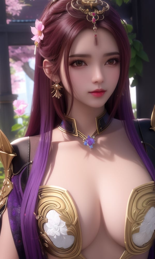 (,1girl, ,best quality, )<lora:DA_曼珠沙华-完美世界:0.6>,, ,masterpiece, fantasy, realistic,science fiction,mole, ultra realistic 8k cg, ,tamari \(flawless\),  medium breasts  ,jasmine \(flower\),  purple flower,       (()), (),